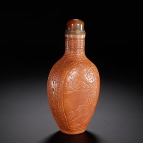A CARVED DOUBLE GOURDS SNUFF BOTTLE