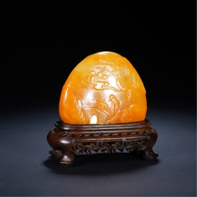 CARVED SOAP STONE LANDSCAPE ORNAMENT