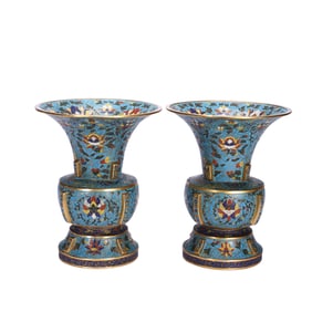 TRADITIONAL CLOISONNE FLORAL GU VASES
