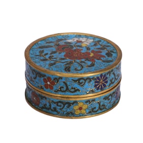 CLOISONNE INTERLOCKING FLORAL ROUND BOX