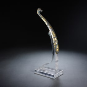 GOLD-AND-SILVER INLAID DRAGON-SHAPED GARMENT HOOK