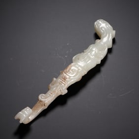WHITE JADE BEAST-HEAD BELT HOOK