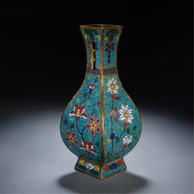 CLOISONNE SQUARE DECORATIVE VASE