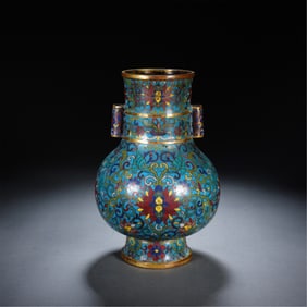 CLOISONNE ENAMEL VASE WITH GILT ACCENTS
