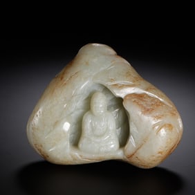 NATURAL-FORM JADE BUDDHA CARVING