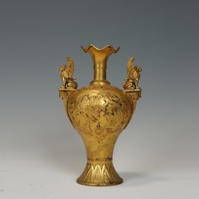 A BRONZE-GILT PHOENIX VASE