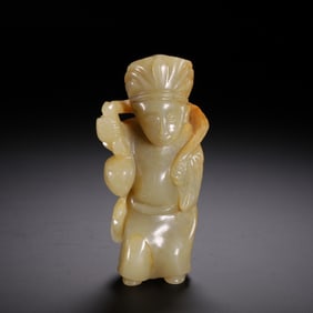 AUSPICIOUS JADE STANDING FIGURINE