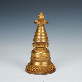 GILDED BRONZE BUDDHIST STUPA