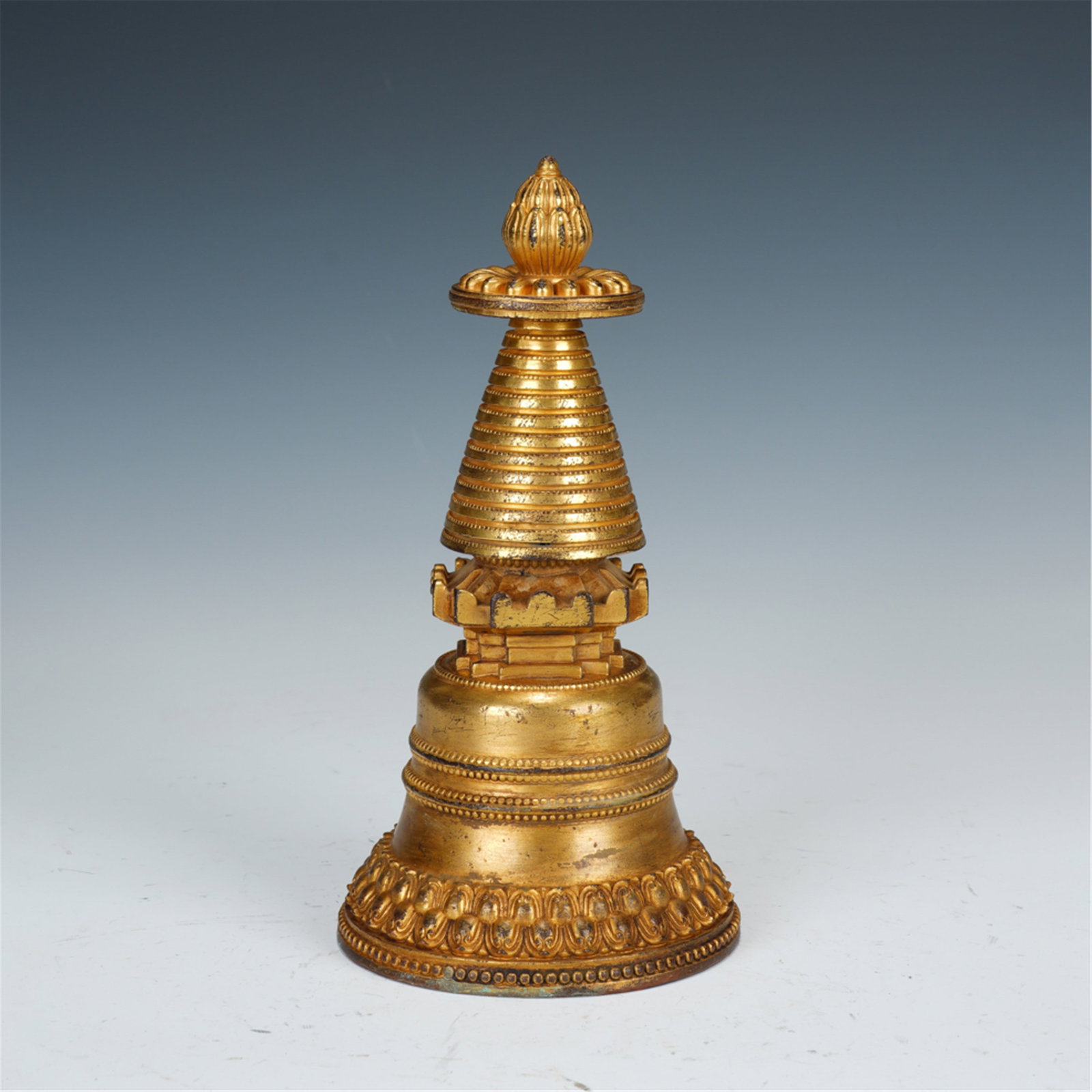 GILDED BRONZE BUDDHIST STUPA (1 of 8)