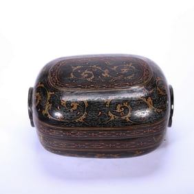 BLACK LACQUERED DECORATIVE BOX