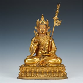 GILDED BRONZE BUDDHIST FIGURE STATUE
