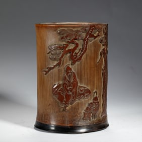 A CARVED BAMBOO SCHOLAR BRUSHPOT