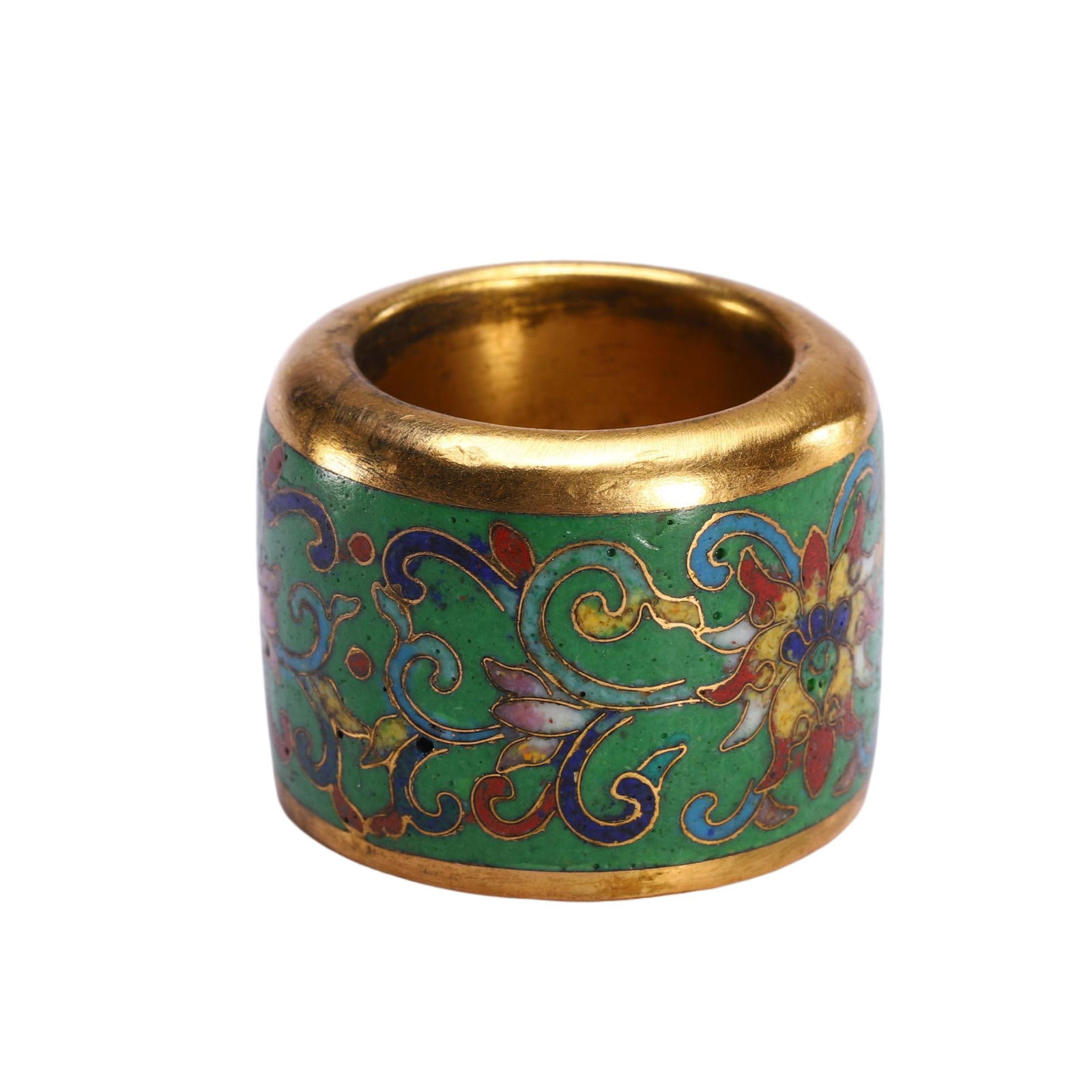A CLOISONNE ENAMEL ARCHER RING (1 of 8)