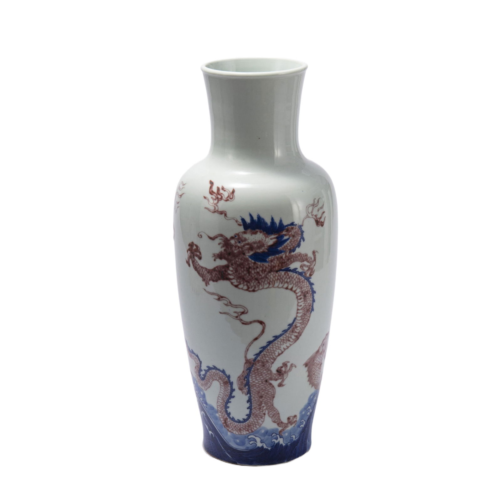 A CHINESE UNDERGLAZE BLUE AND COPPER RED PORCELAIN VASE (1 of 10)