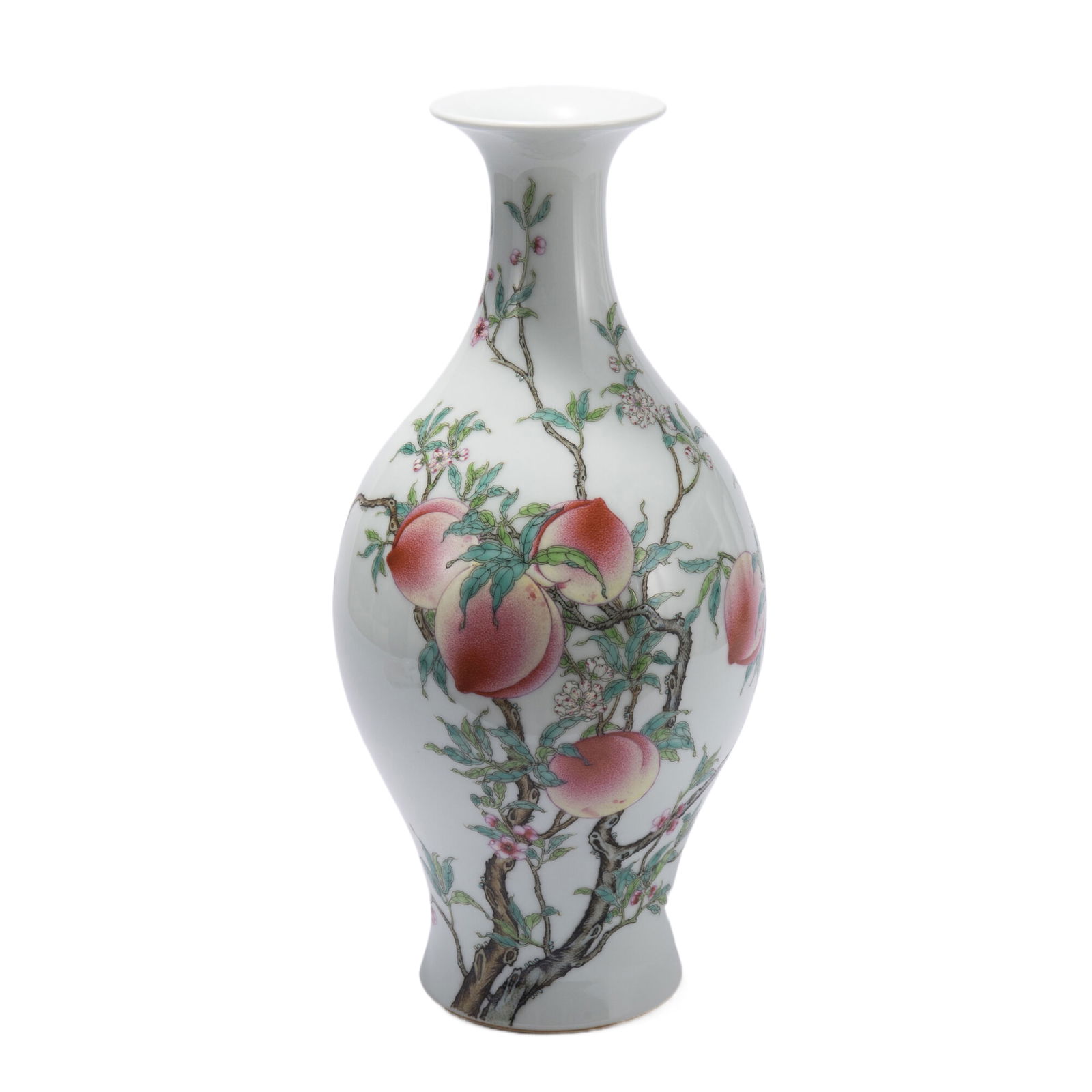 A CHINESE FAMILLE ROSE OLIVE SHAPED VASE (1 of 10)