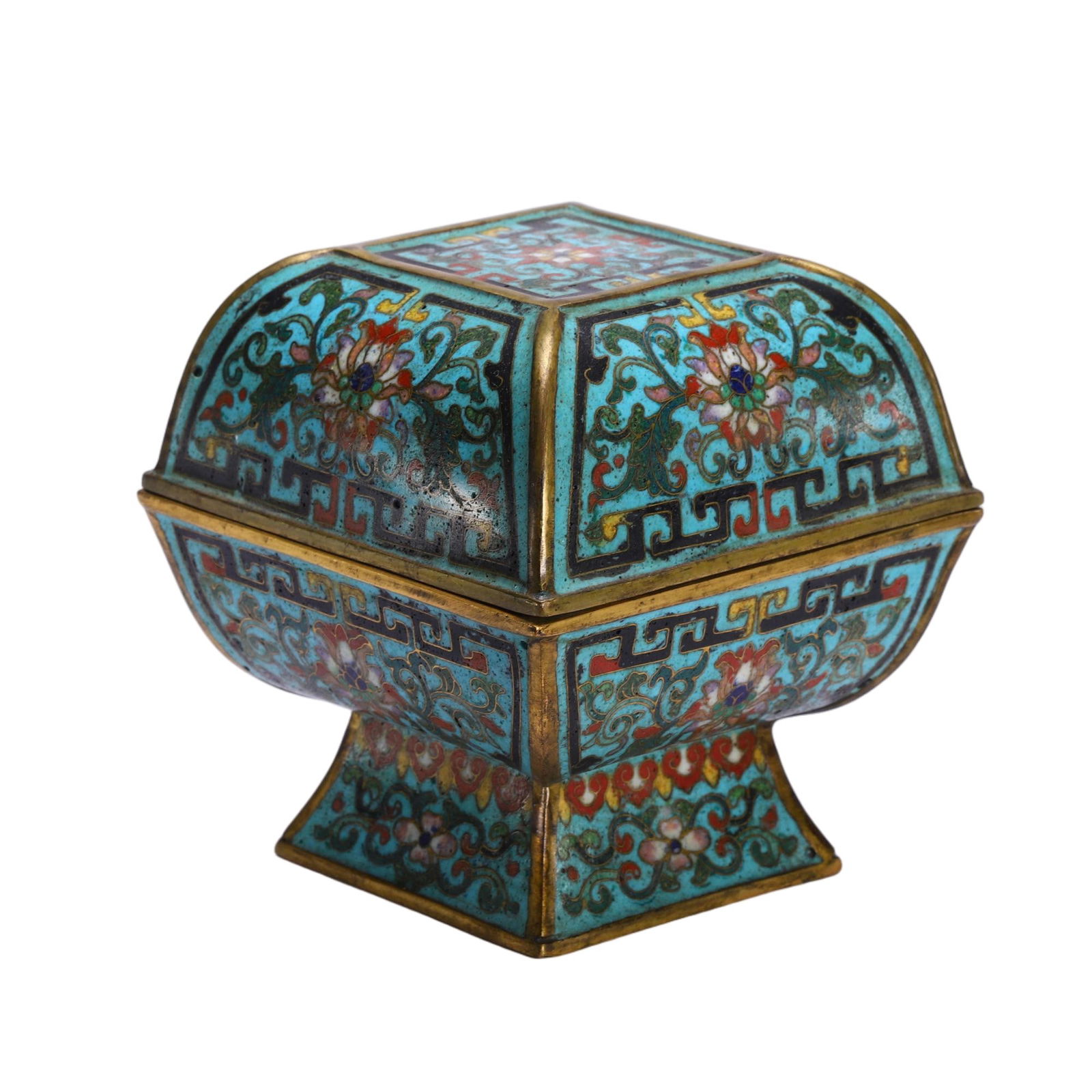 A CLOISONNE ENAMEL BOX WITH COVER (1 of 9)