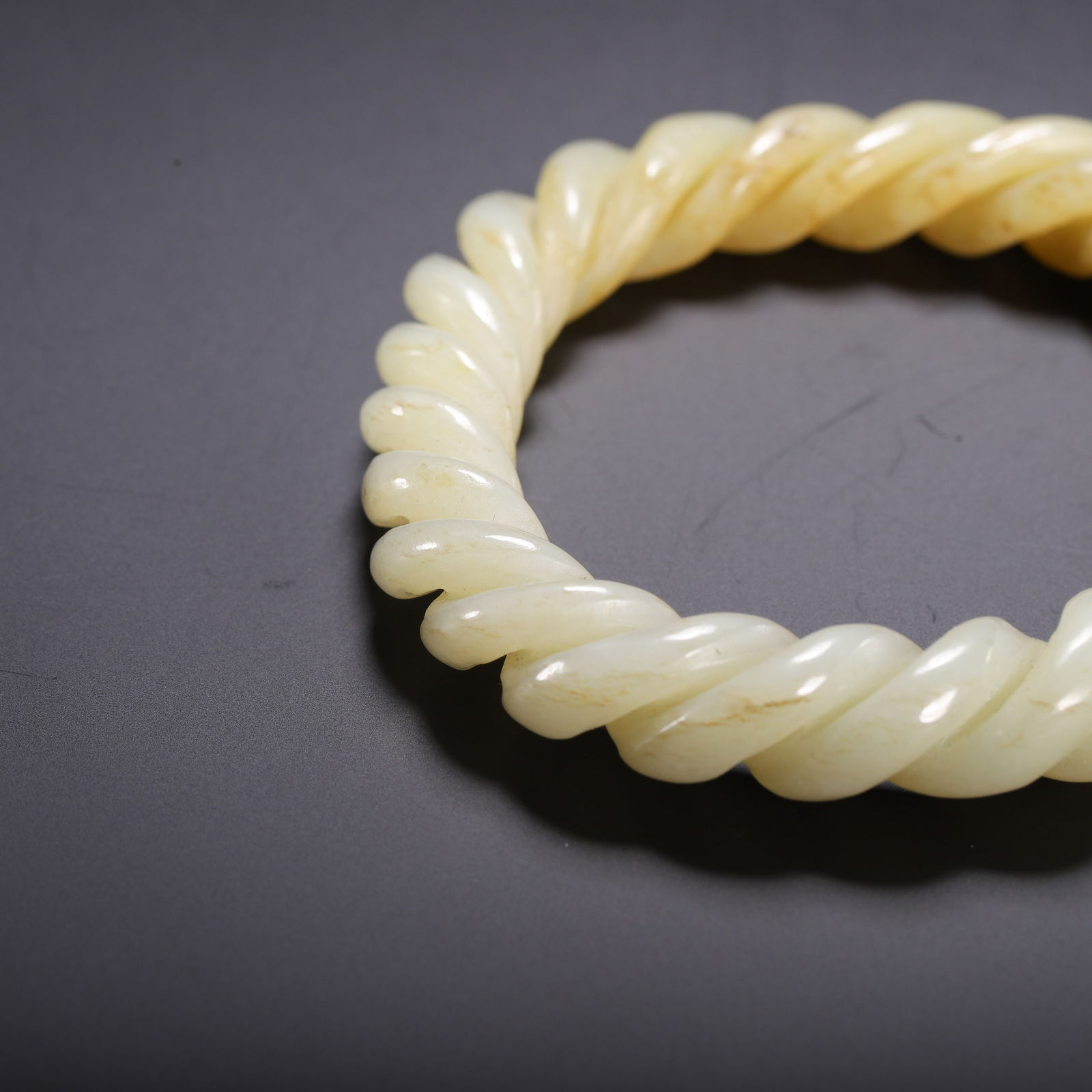 A WHITE JADE BANGLE - 6