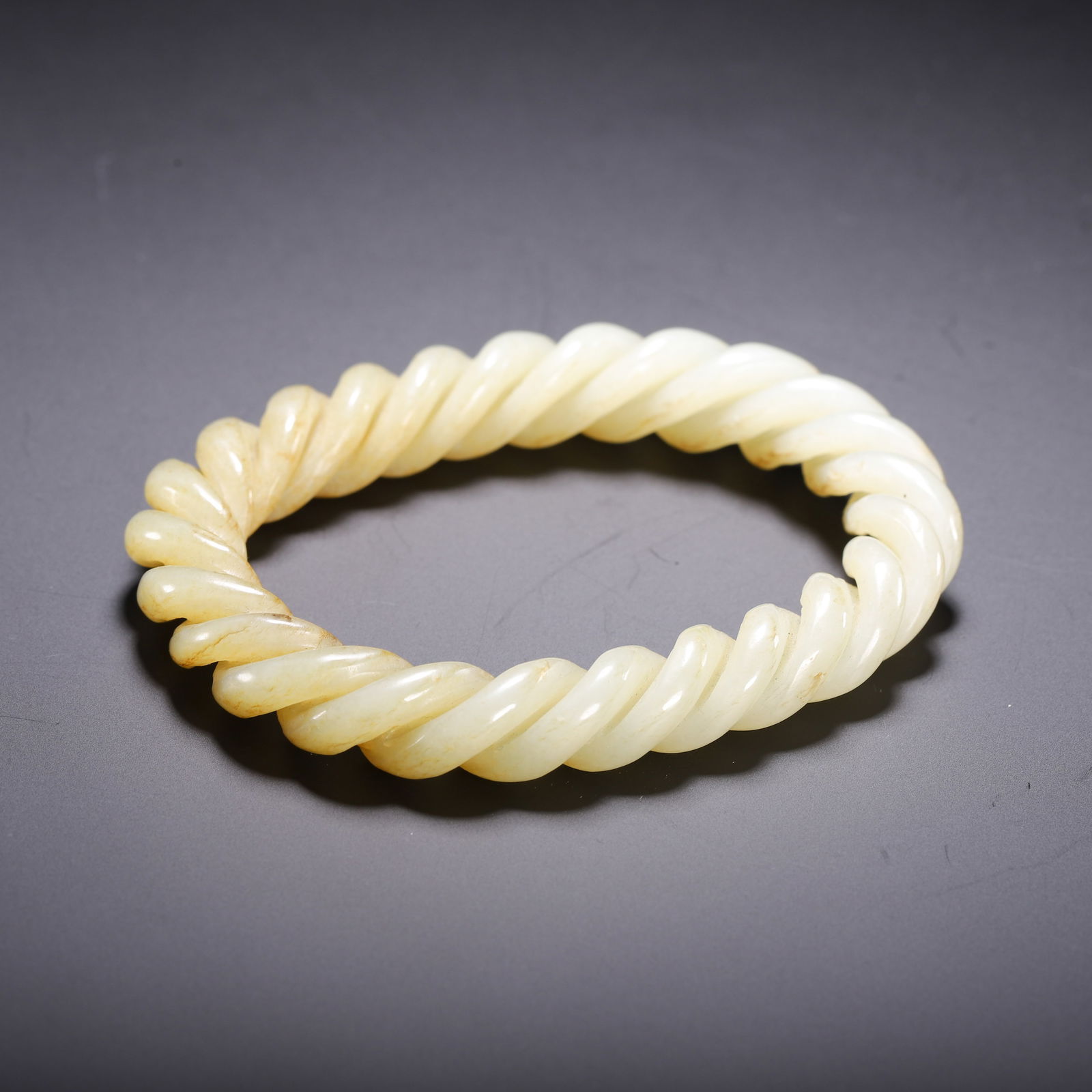 A WHITE JADE BANGLE - 7