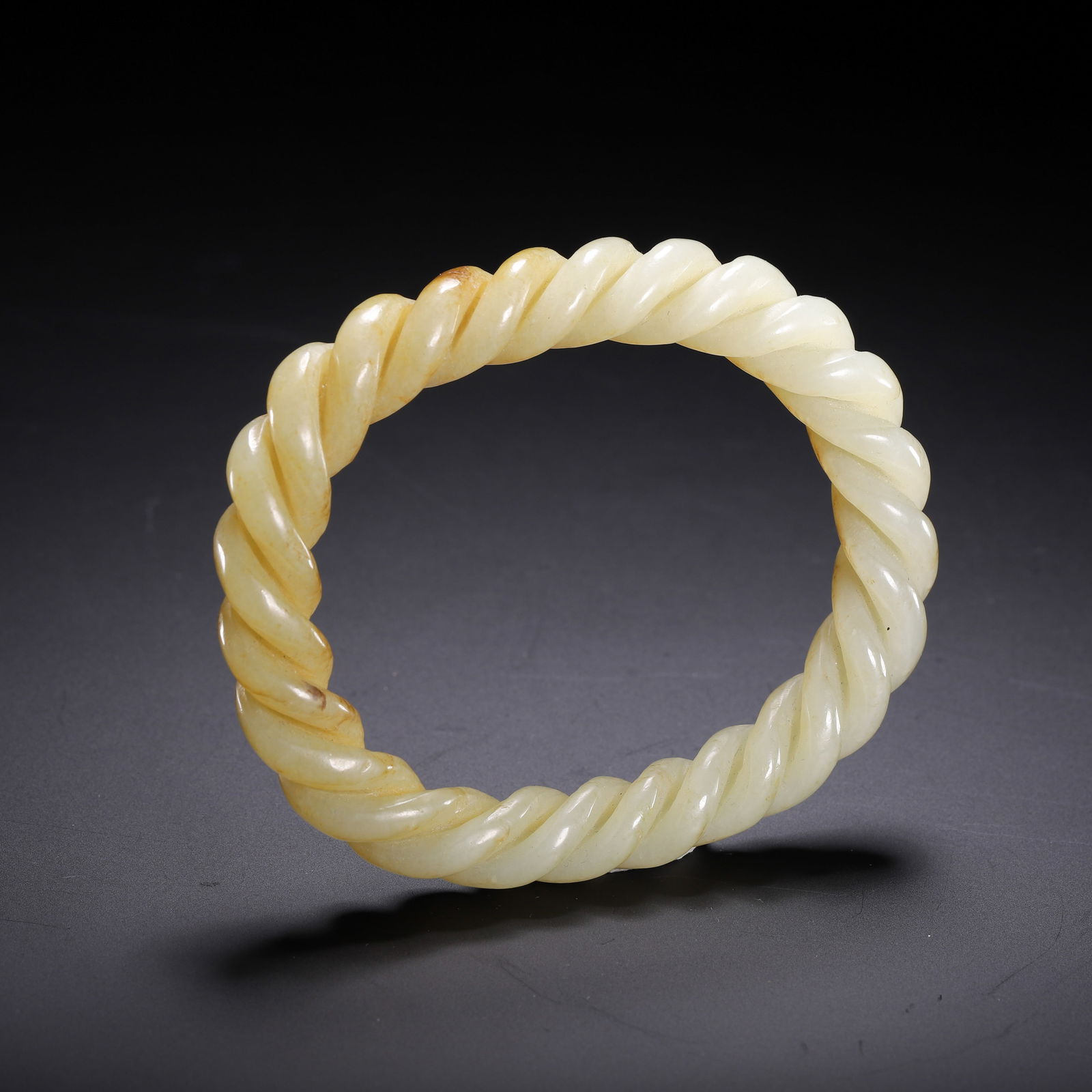 A WHITE JADE BANGLE - 8