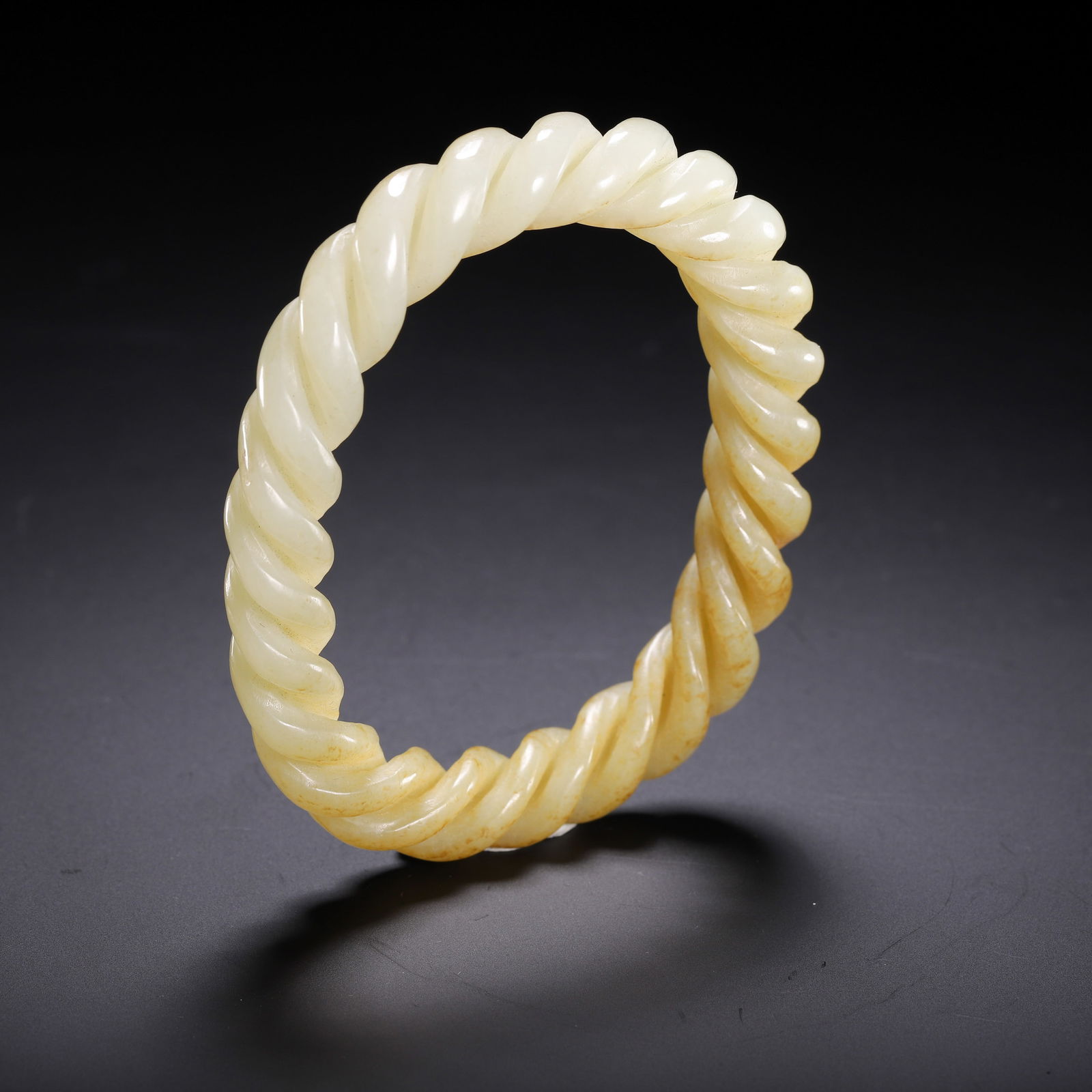 A WHITE JADE BANGLE - 9