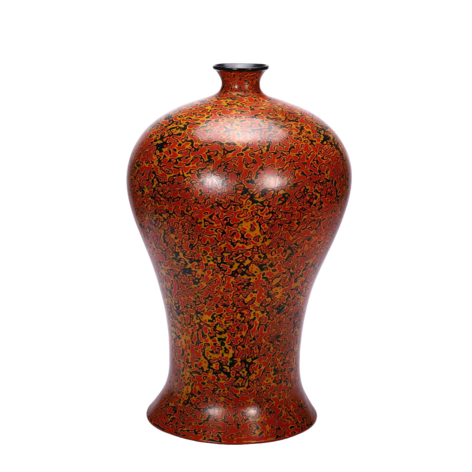 A MARBLED LACQUER VASE MEIPING (1 of 9)