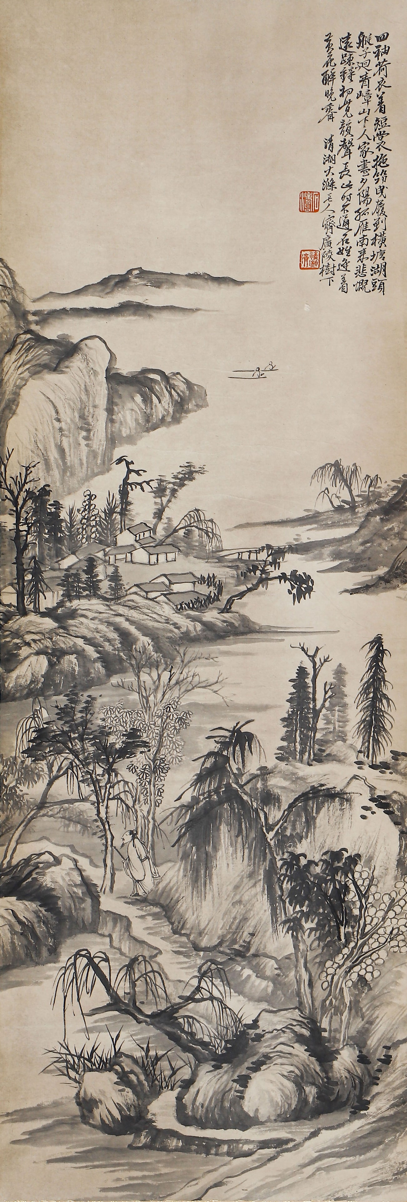 A CHINESE PAINTING OF RETURN TO RETREAT SIGNED SHITAO (1 of 5)