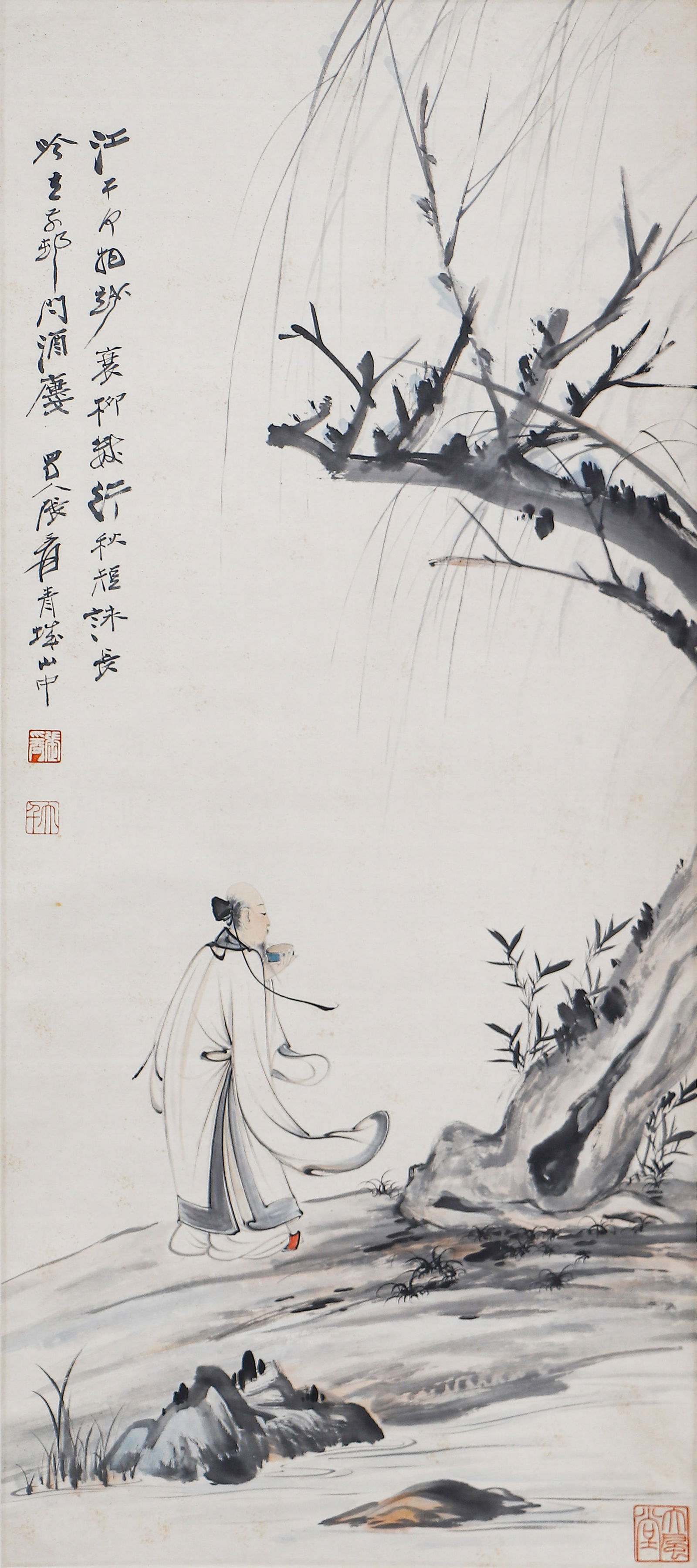 A CHINESE PAINTING OF SCOLAR SIGNED ZHANG DAQIAN (1 of 4)