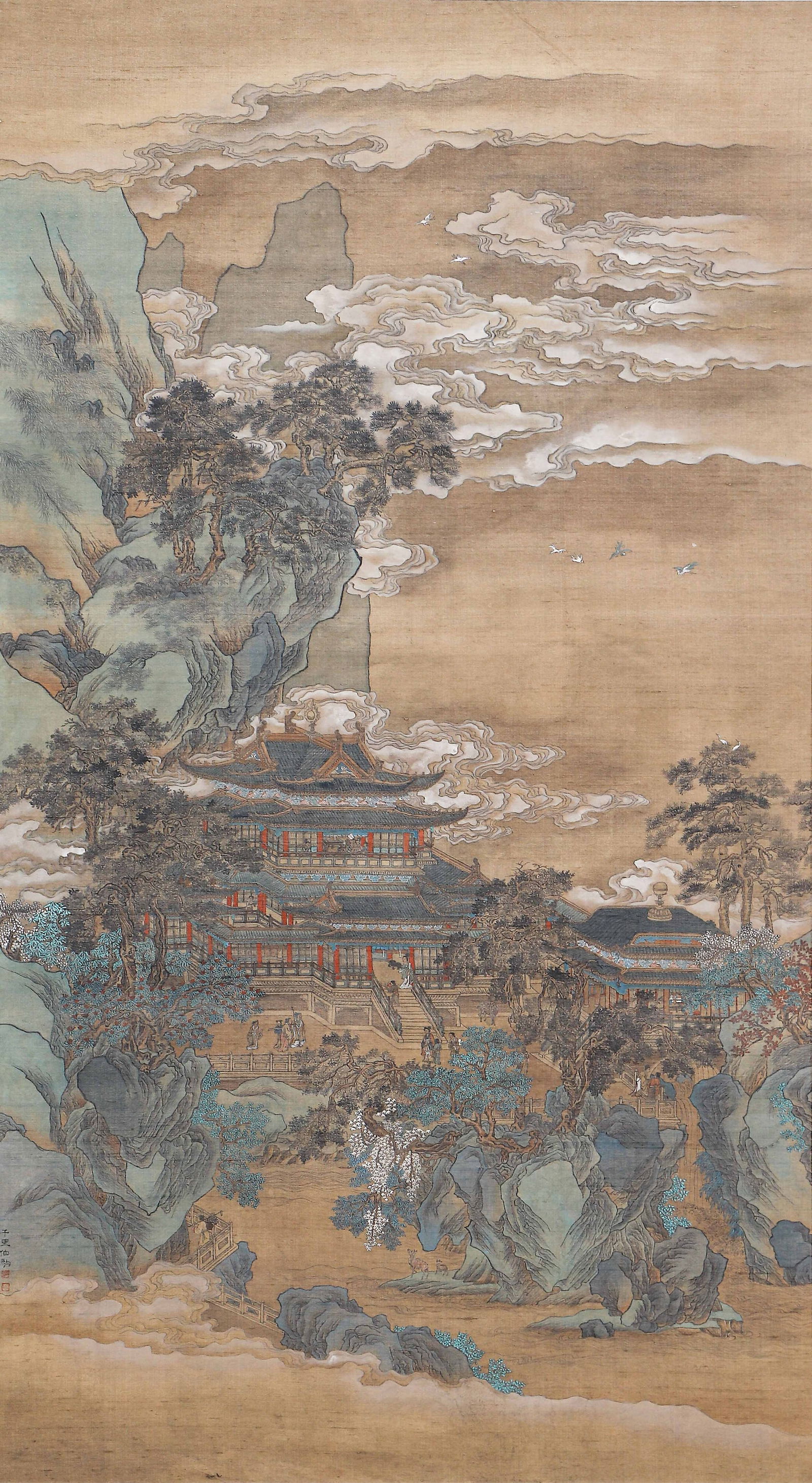 A CHINESE PAINTING OF MOUNTAIN PAVILION SIGNED ZHAO BOJU (1 of 8)