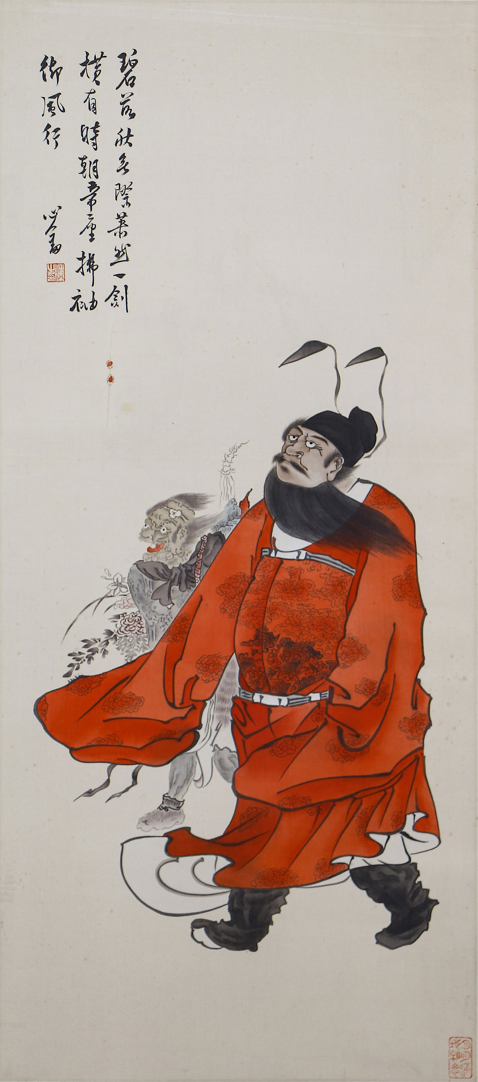 A CHINESE PAINTING OF IMMORAL ZHONGKUI SIGNED ZHONGKUI (1 of 5)