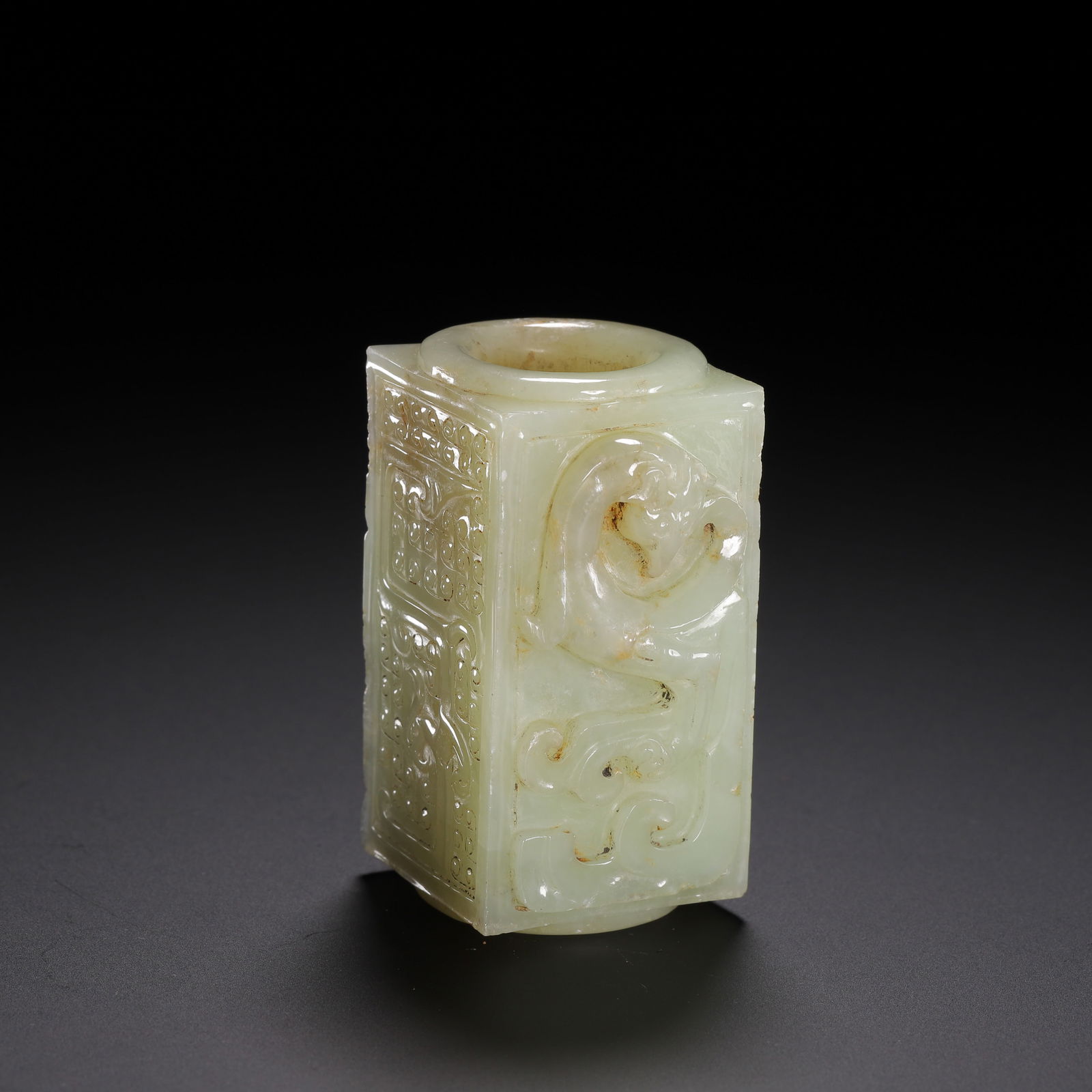 A CARVED WHITE JADE CONG (1 of 9)