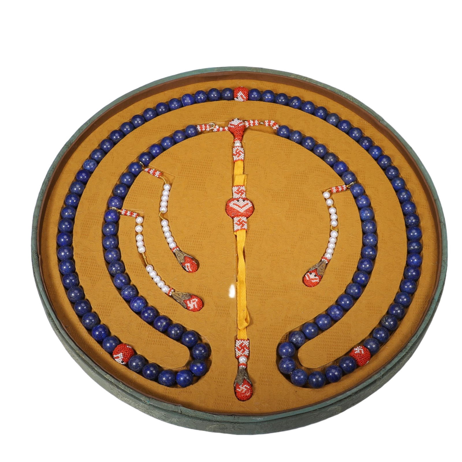 A CHINESE IMPERIAL LAPIS ROSARY CHAOZHU (1 of 9)