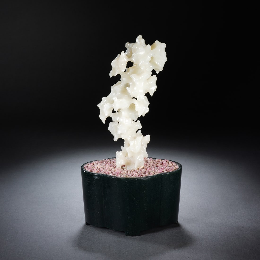 A CHINESE WHITE JADE LITERATI ROCK (1 of 6)