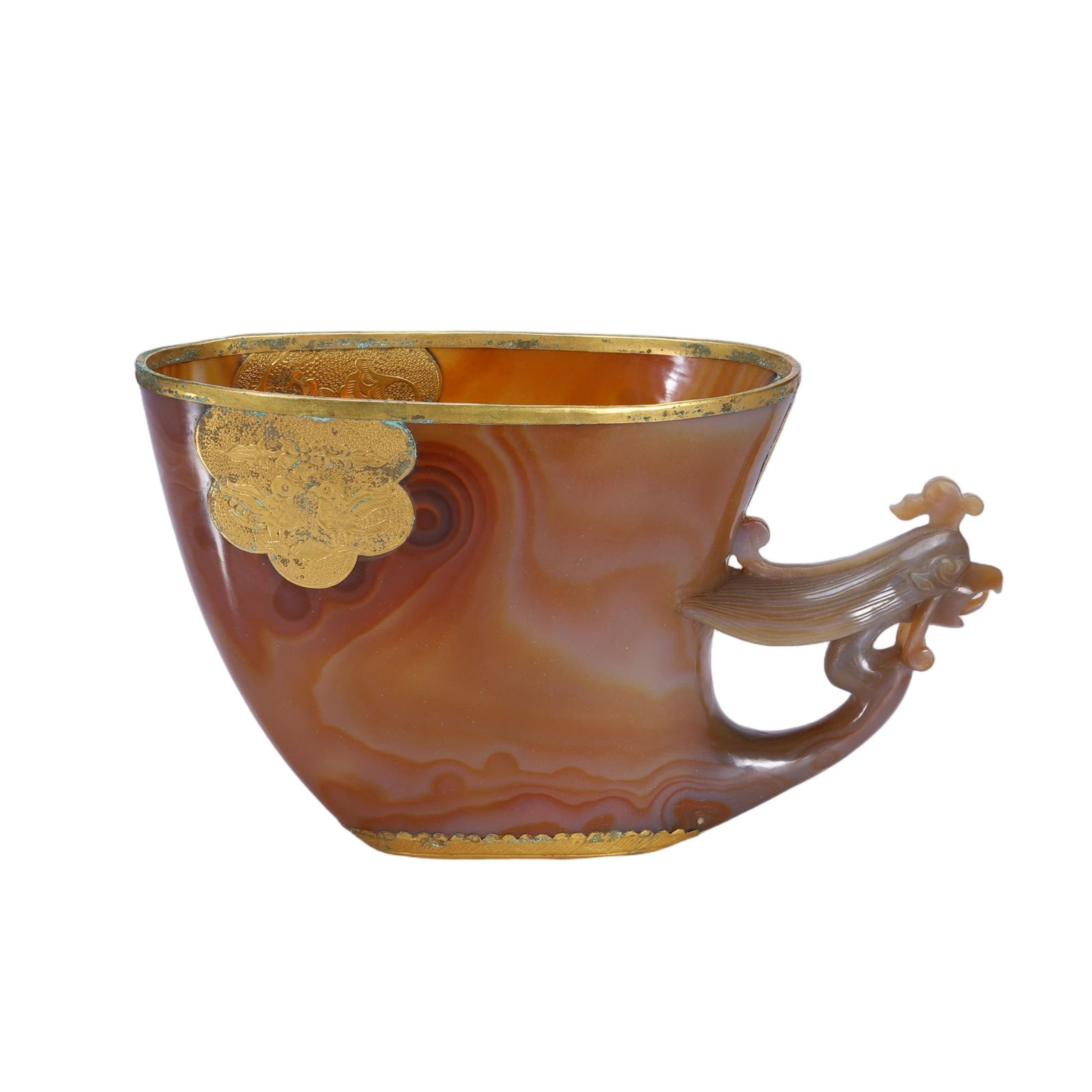 A CARVED AGATE PHOENIX LIBATION CUP (1 of 9)