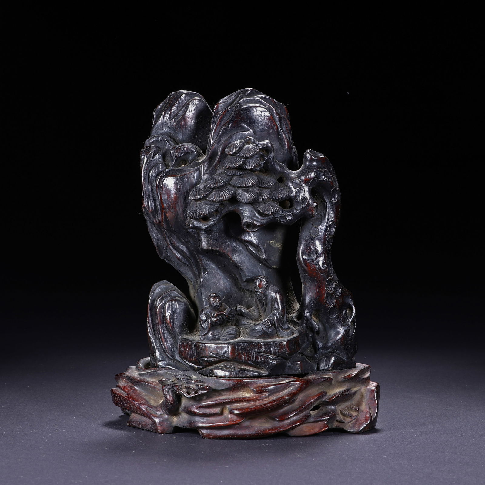 A CARVED ROSEWOOD ZITAN DECORATION (1 of 7)