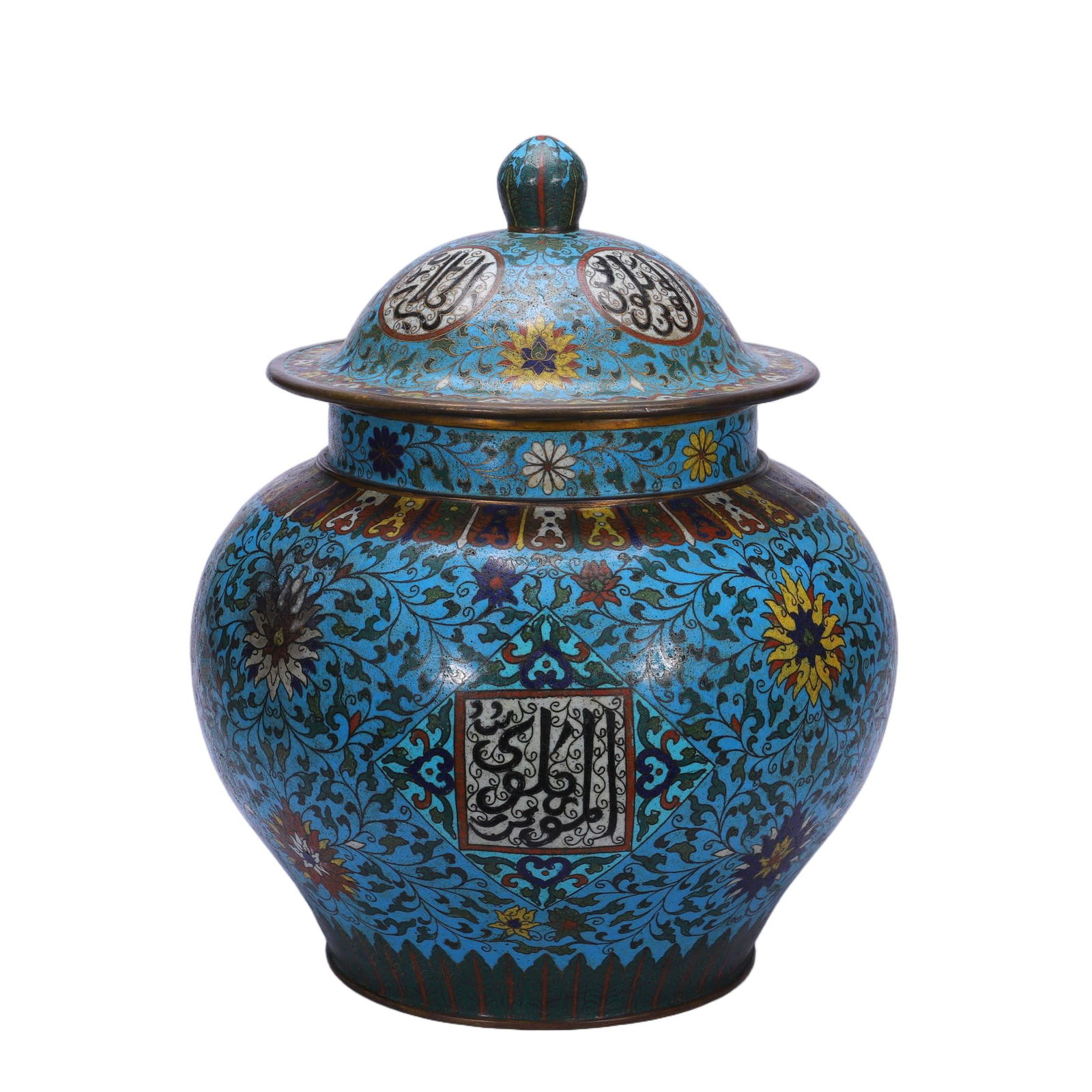 A CLOISONNE ENAMEL GARNITURE WITH COVER (1 of 9)