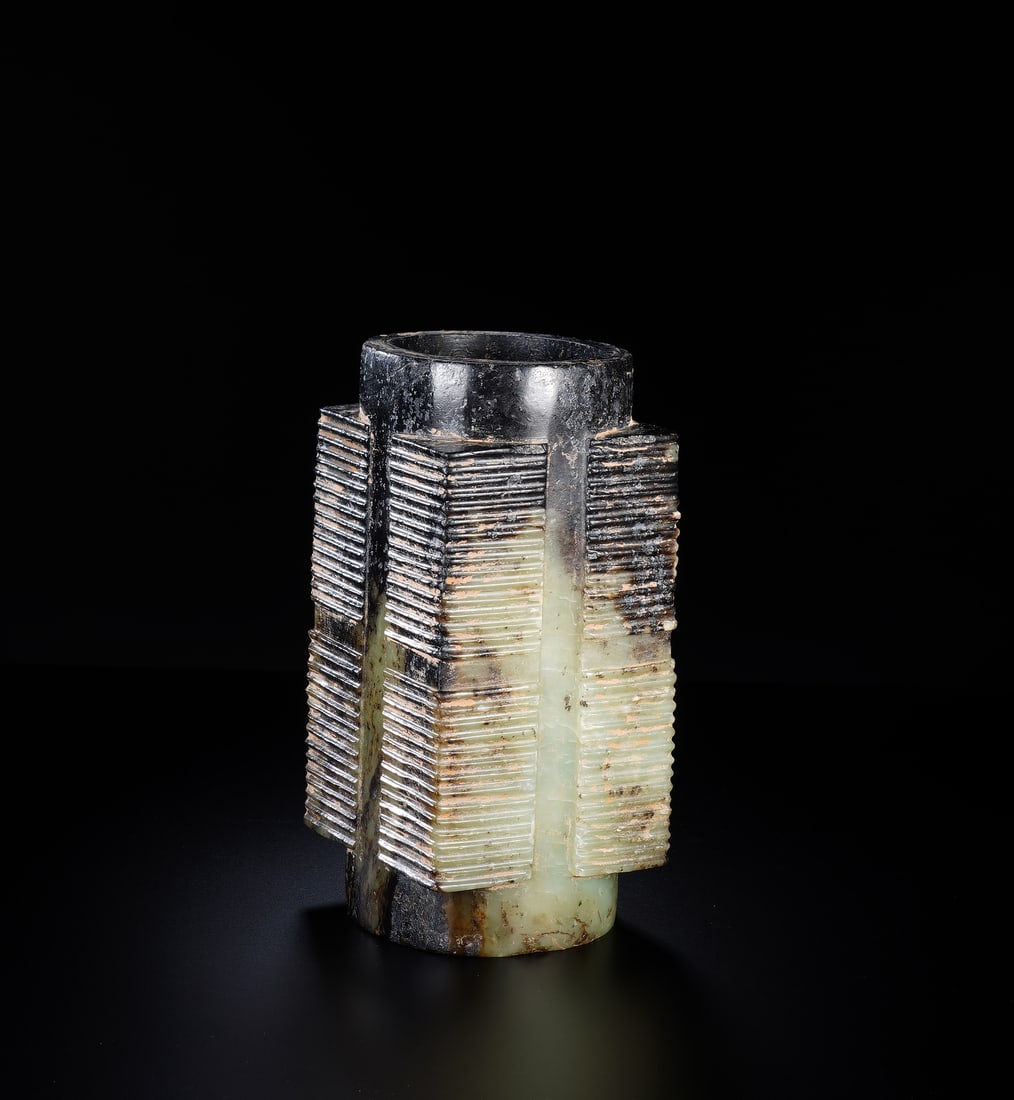 A CARVED JADE CONG (1 of 9)