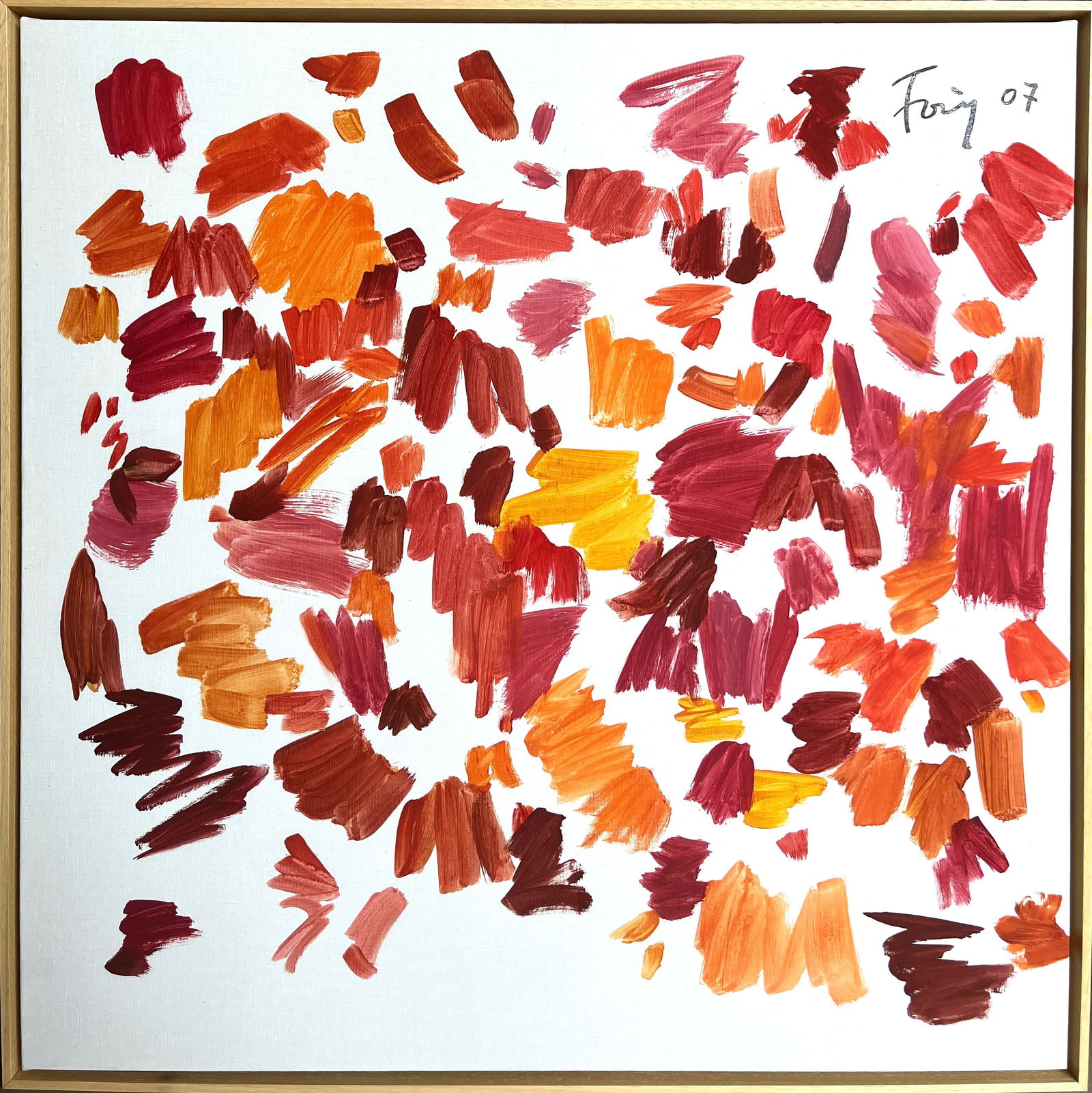 UNTITLED SIGNED GÜNTHER FÖRG: UNTITLED SIGNED GÜNTHER FÖRG Oil on canvas. “For me, abstract art today is what one sees, and nothing more.” -Günther Förg DIMENSIONS: Image only: 66.5×66.5cm; With frame: 68.8×68.8