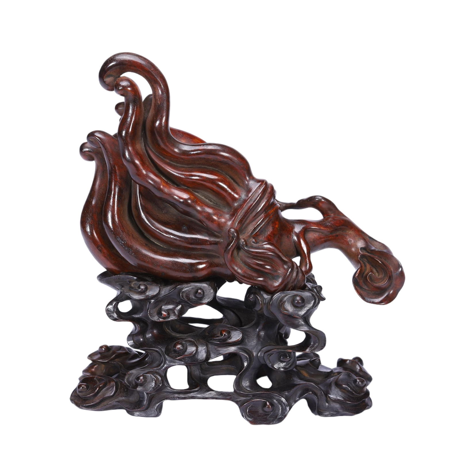 A CARVED HUANGHUALI FINGERED CITRON (1 of 9)