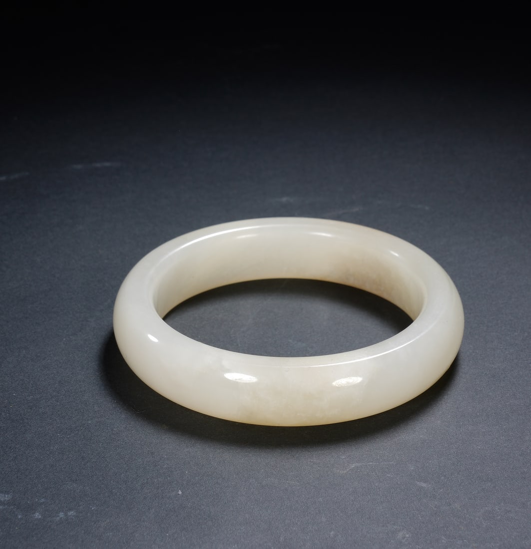 A WHITE JADE BANGLE - 5