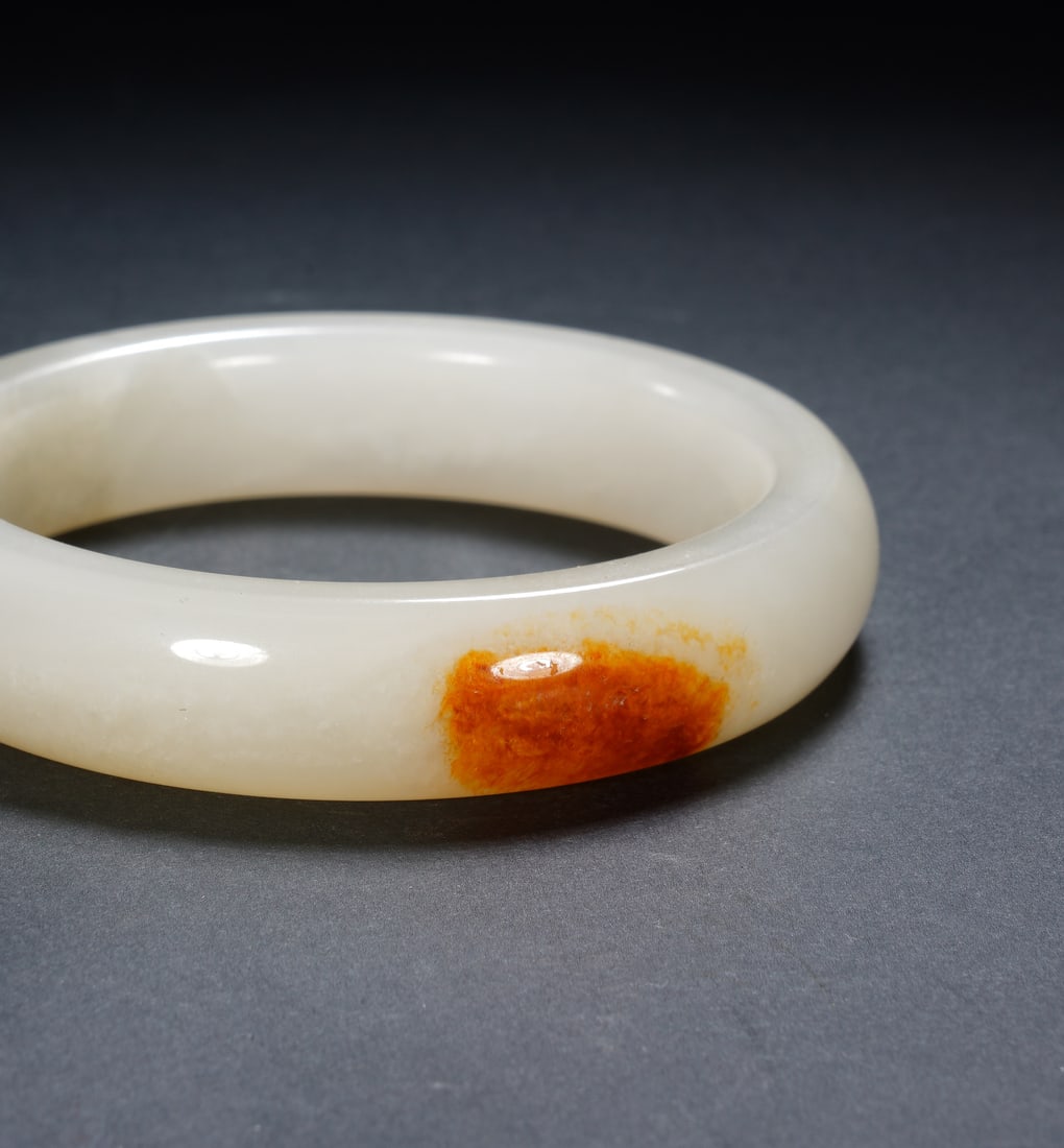 A WHITE JADE BANGLE - 6