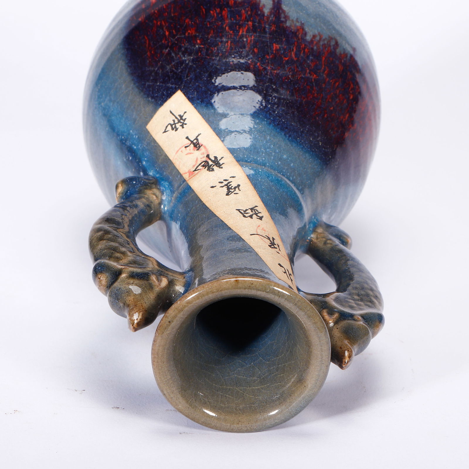 A PURPLE SPLASHED JUN-WARE VASE - 8