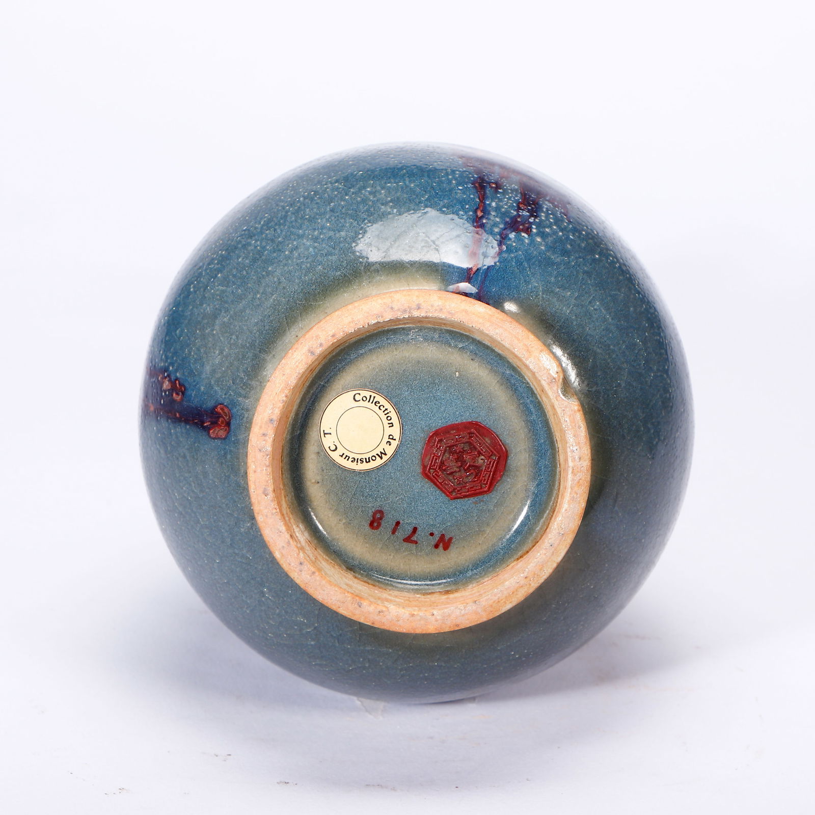 A PURPLE SPLASHED JUN-WARE VASE - 9