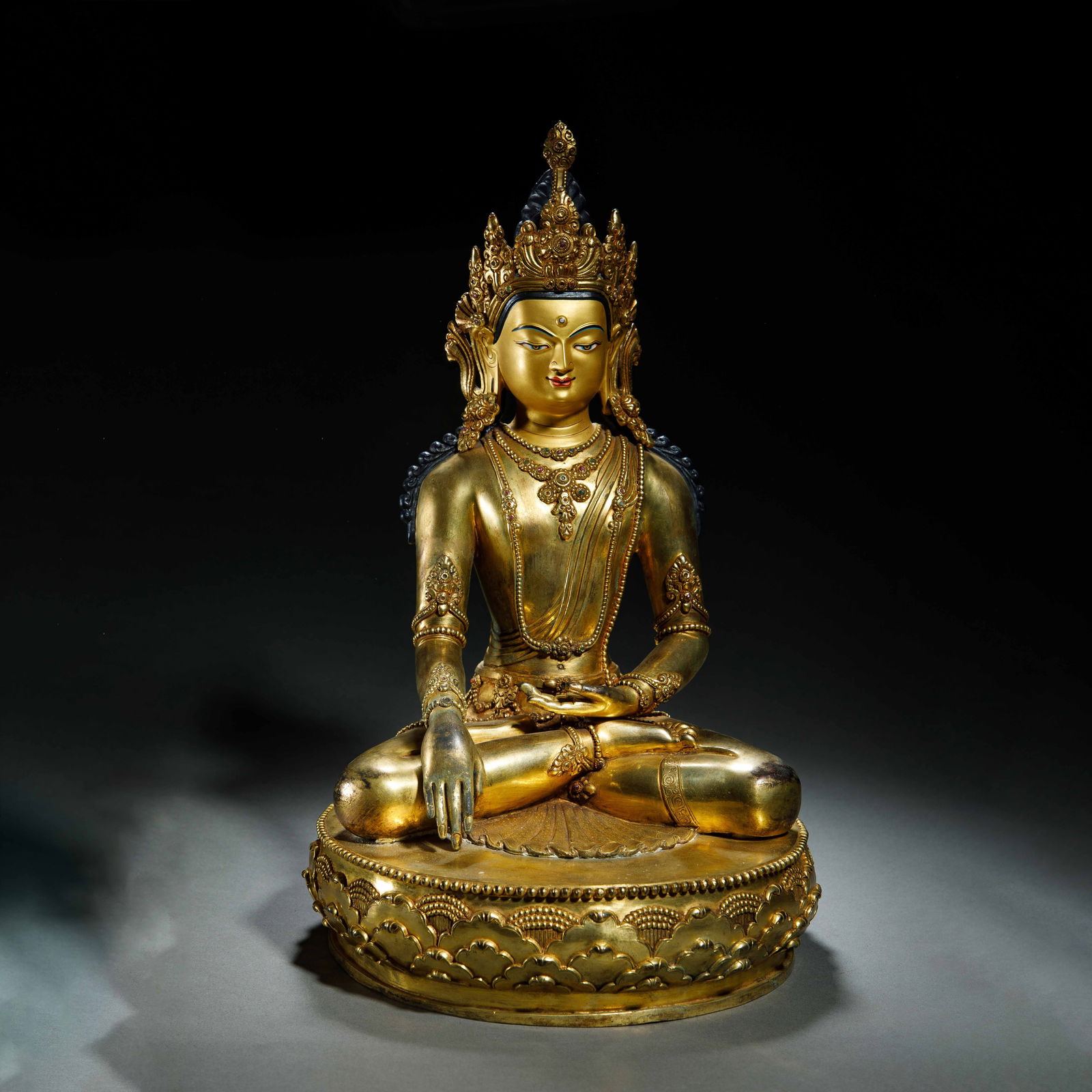 A BRONZE-GILT CROWN BUDDHA ZANABAZAR SCHOOL (1 of 8)