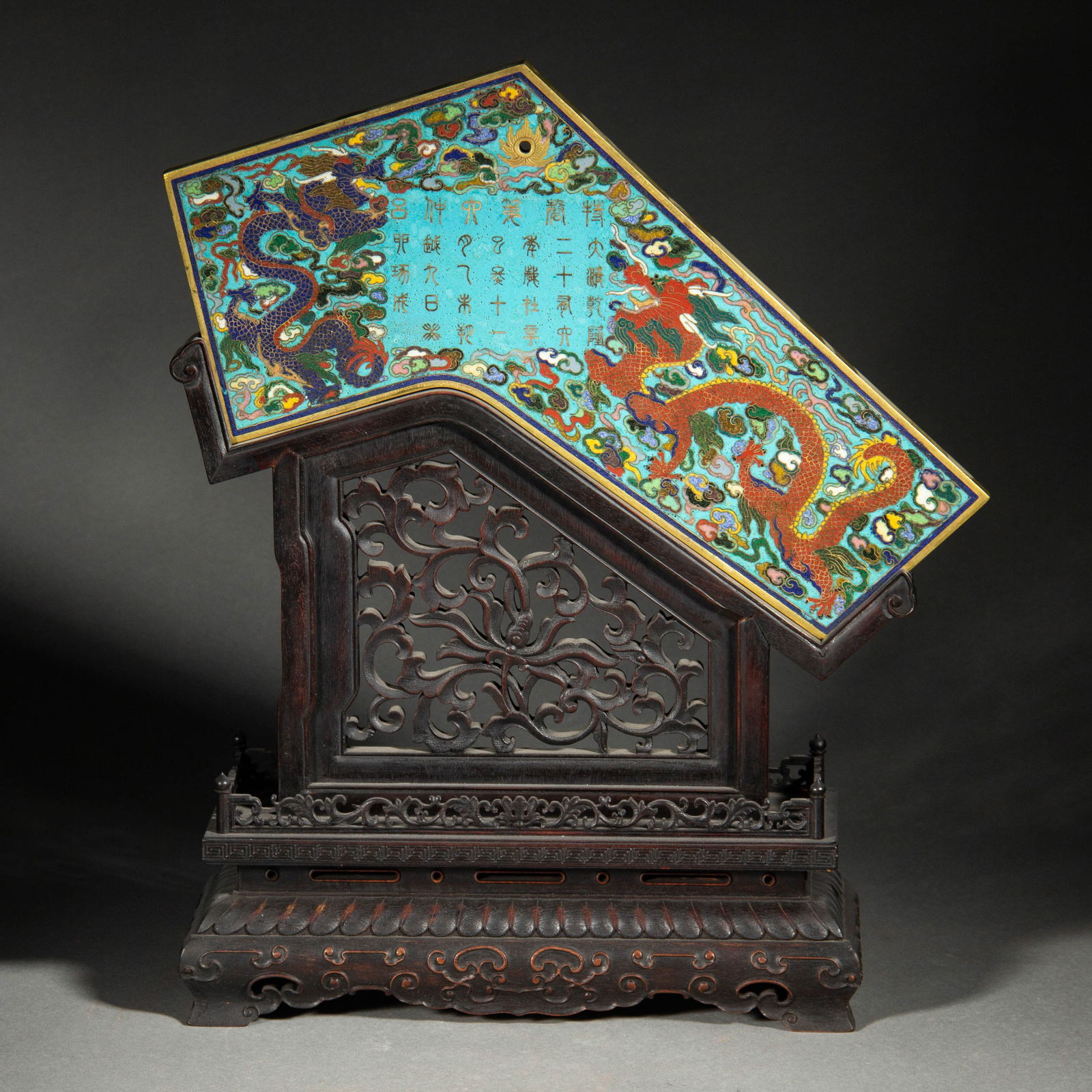 A CHINESE IMPERIAL CLOISONNE ENAMEL MUSIC CHIME DECORATION (1 of 9)