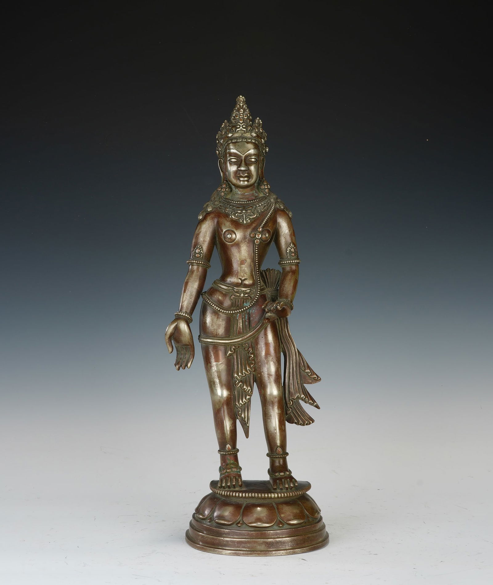 A COPPER ALLOY STANDING PADMAPANI (1 of 9)
