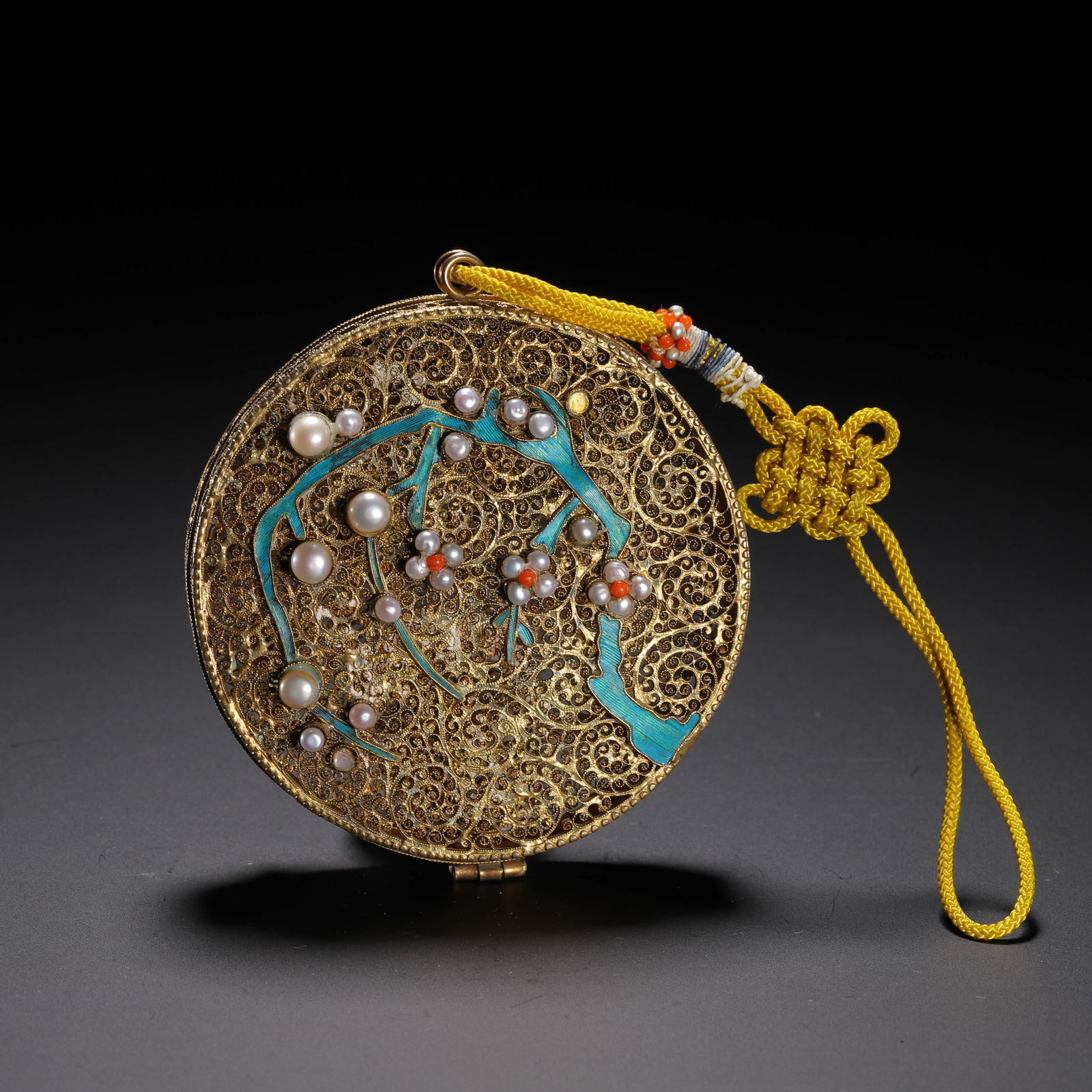 A HARDSTONES INLAID SILVER-GILT POMANDER CASE (1 of 9)