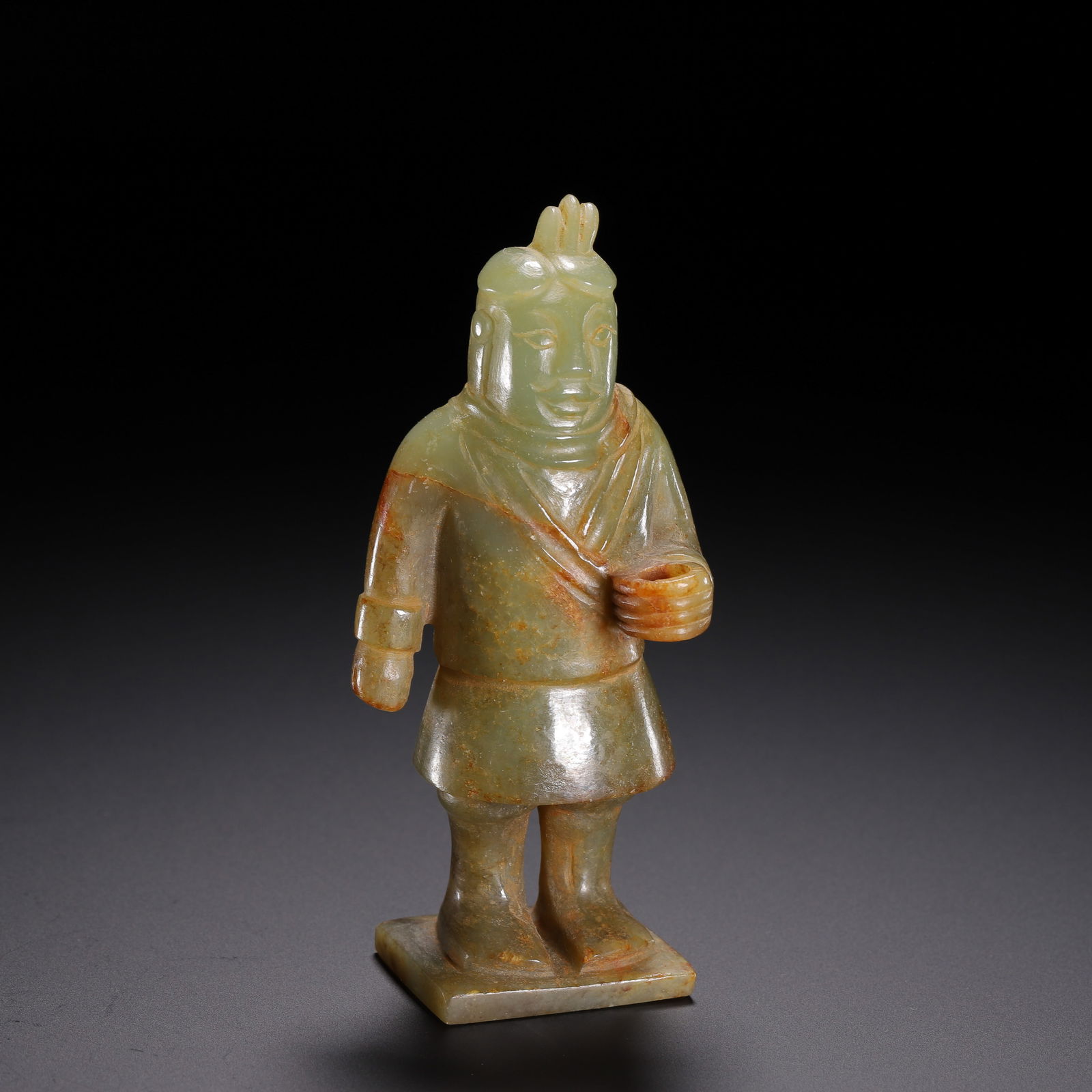 A CARVED JADE STANDING FIGURE (1 of 9)