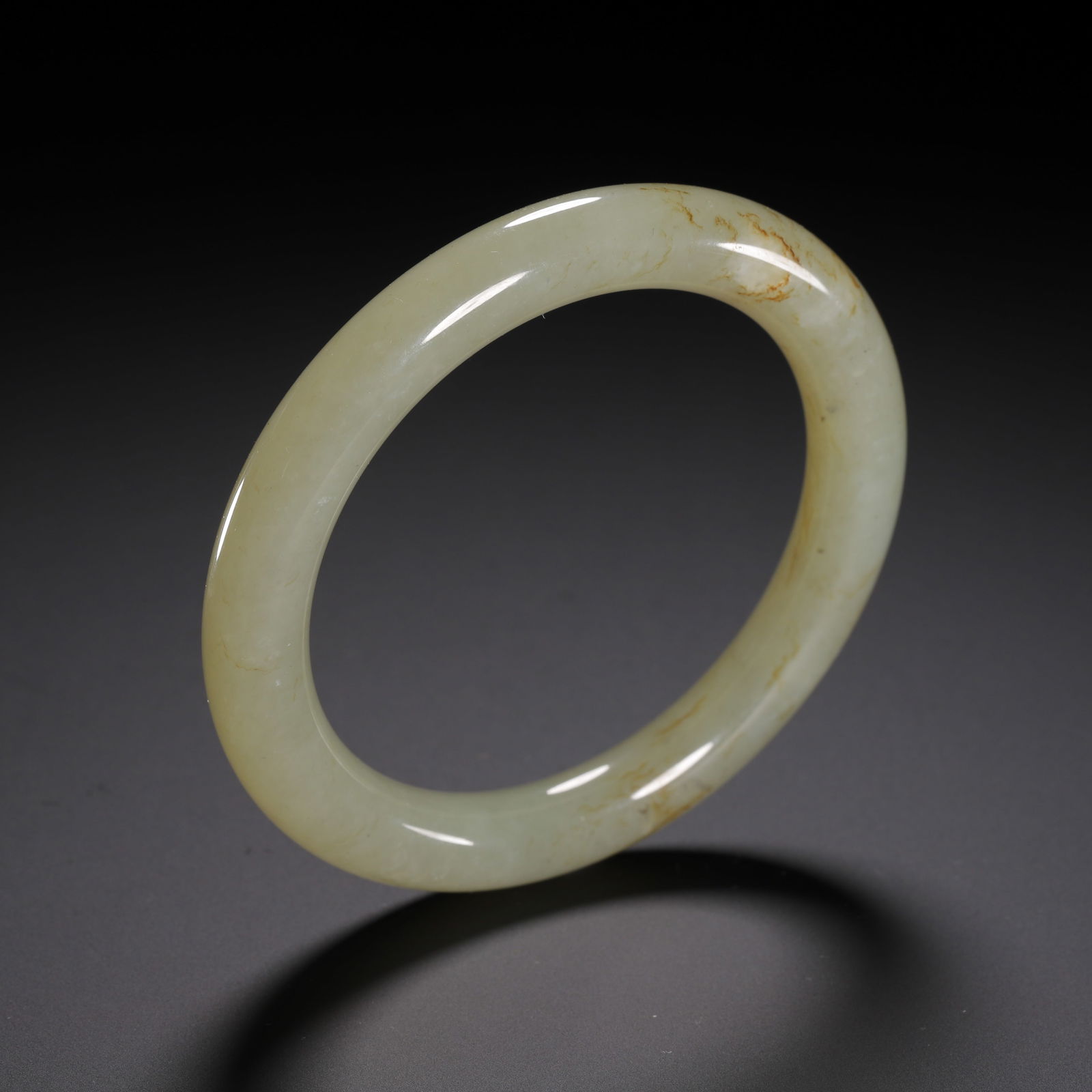 A WHITE JADE BANGLE - 8