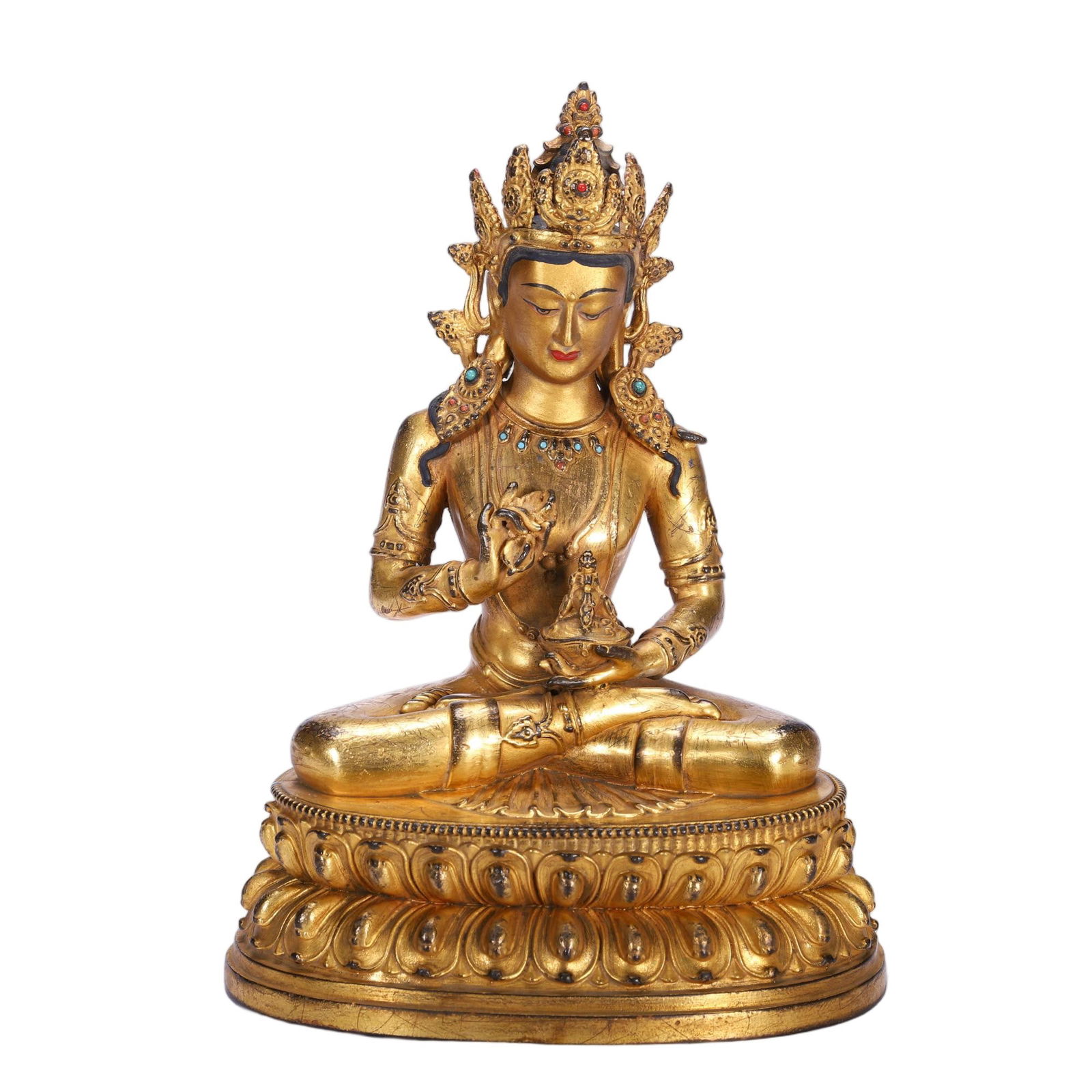 A TIBETAN BRONZE-GILT VAJRASATTVA (1 of 9)
