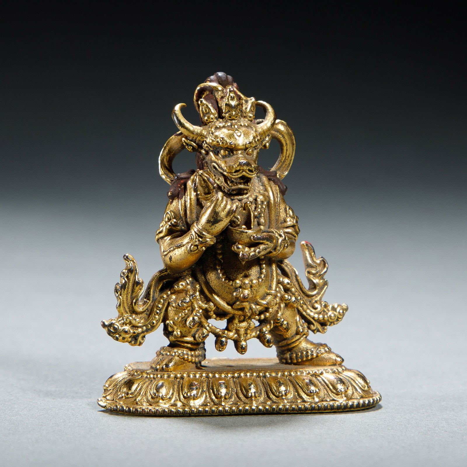 A SINO-TIBETAN BRONZE-GILT YAMANTAKA (1 of 6)
